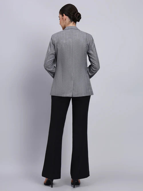 Elegant Grey Blazer Suit for Women with Black Pant