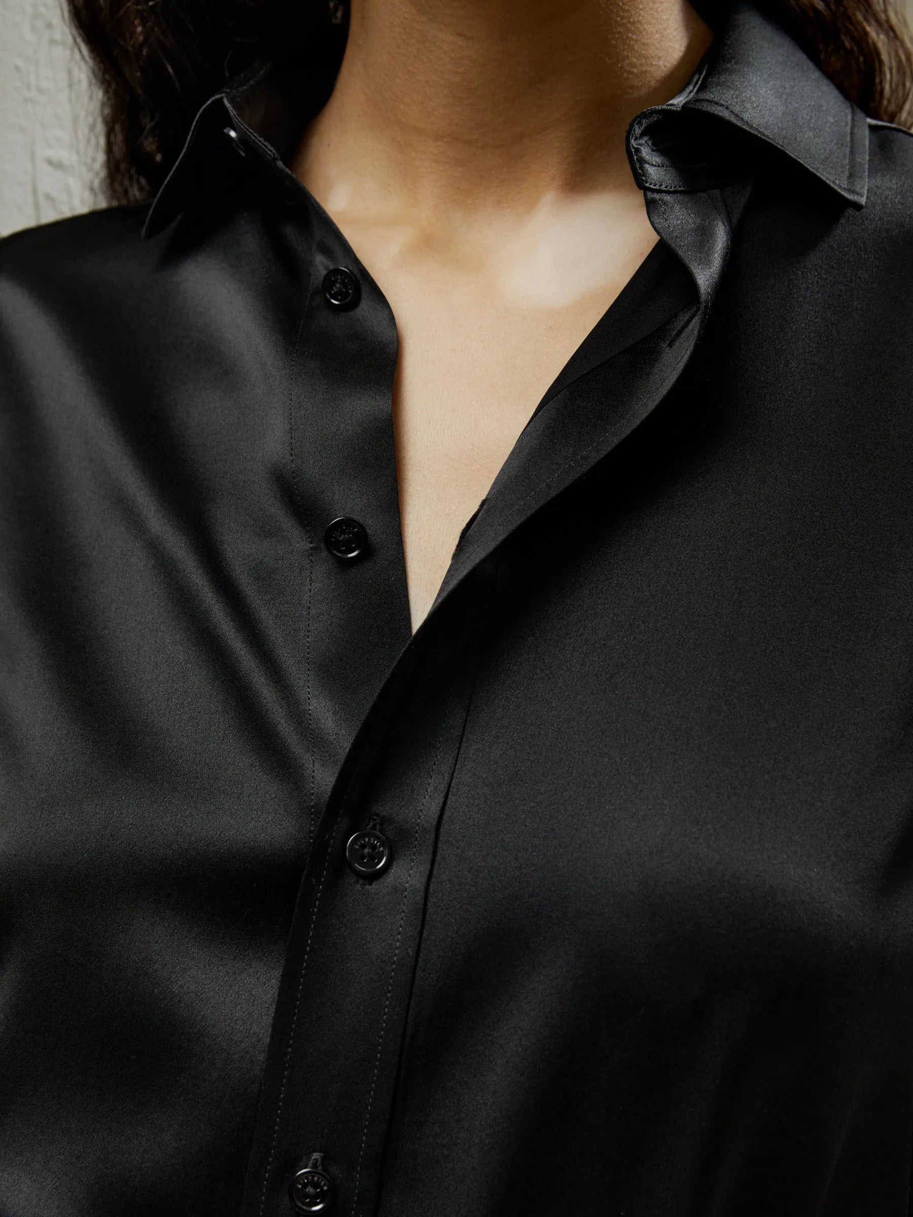 Ace Tailored Black Silk Shirt For Womens