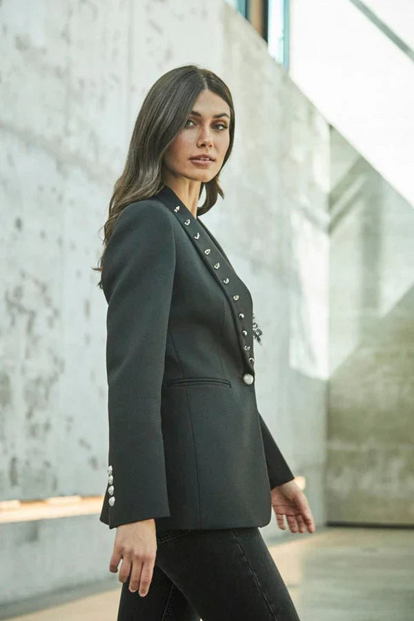 Ace Black Women Blazer with Studs