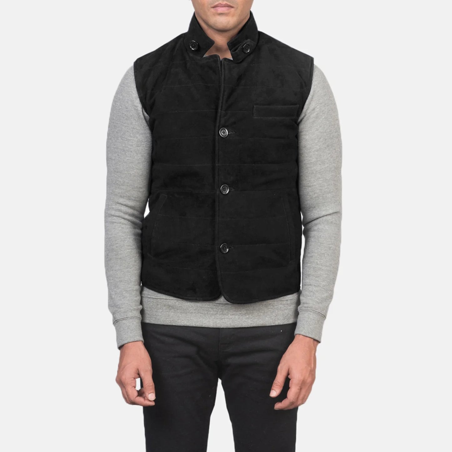 Black Premium Suede Leather Vest