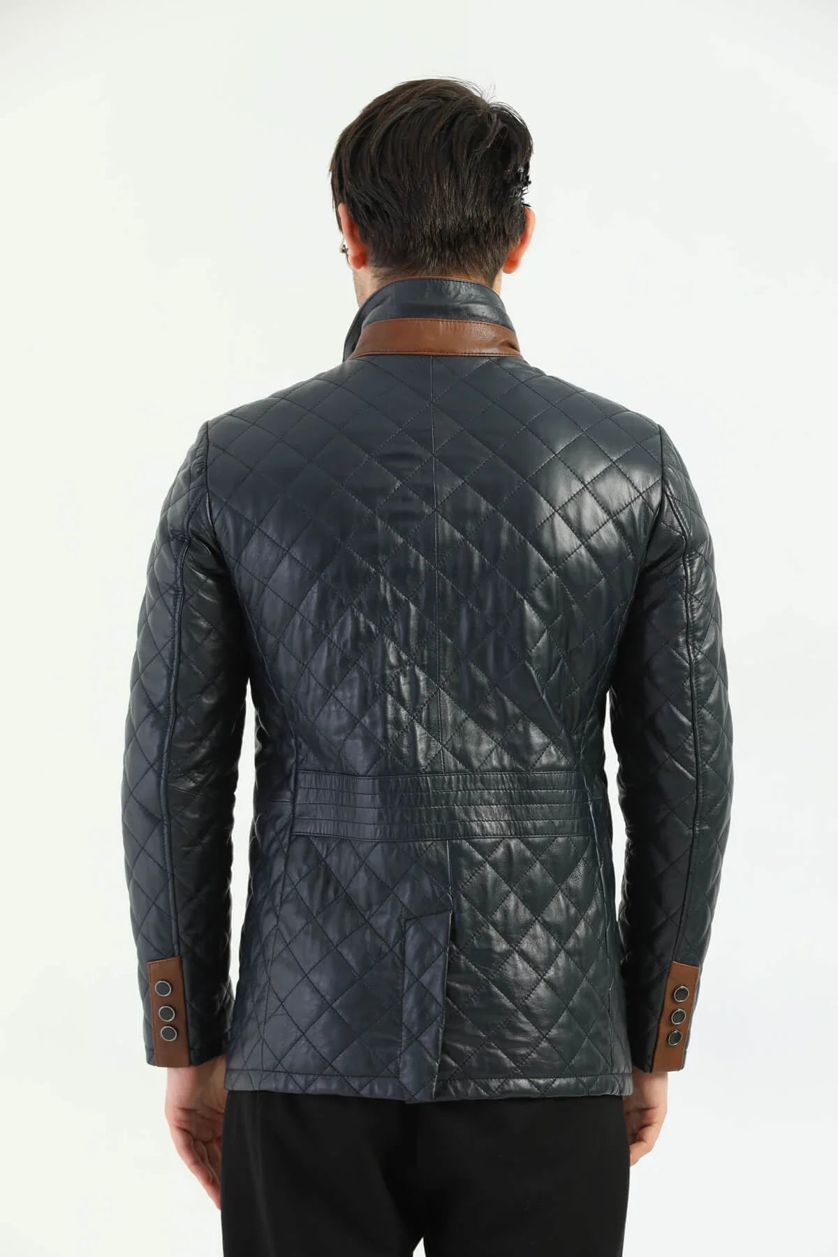 Oslo Brown Striped Genuine Leather Jacket