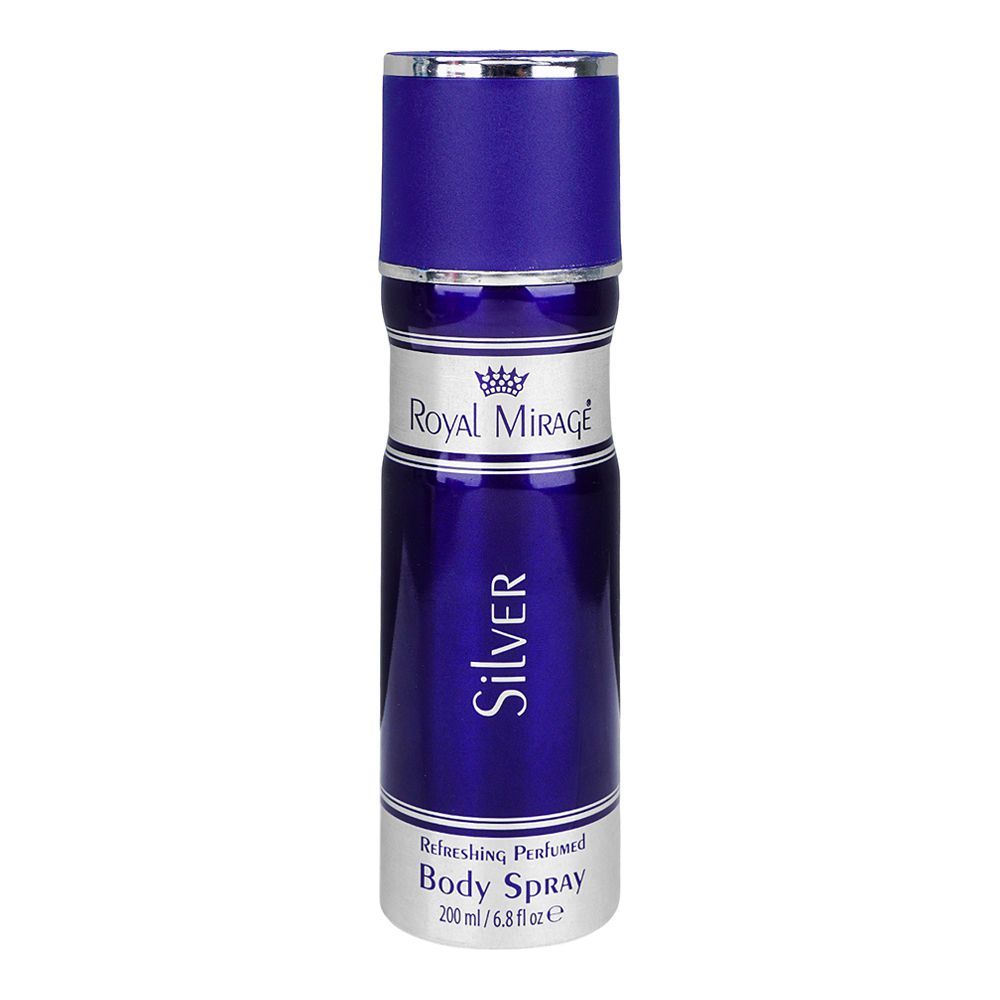 Royal Mirage Silver Refreshing Perfumed Body Spray, For Men & Women, 200ml - Front View