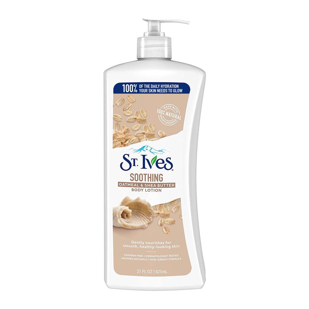St. Ives Soothing Oatmeal & Shea Butter Body Lotion, Paraben Free, 621ml -  Front View