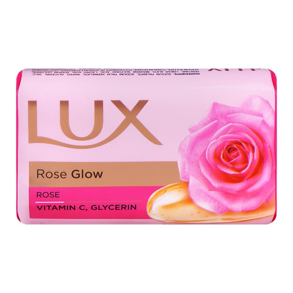 Lux Rose Glow Vitamin C and Glycerin Soap, 98g - Front View