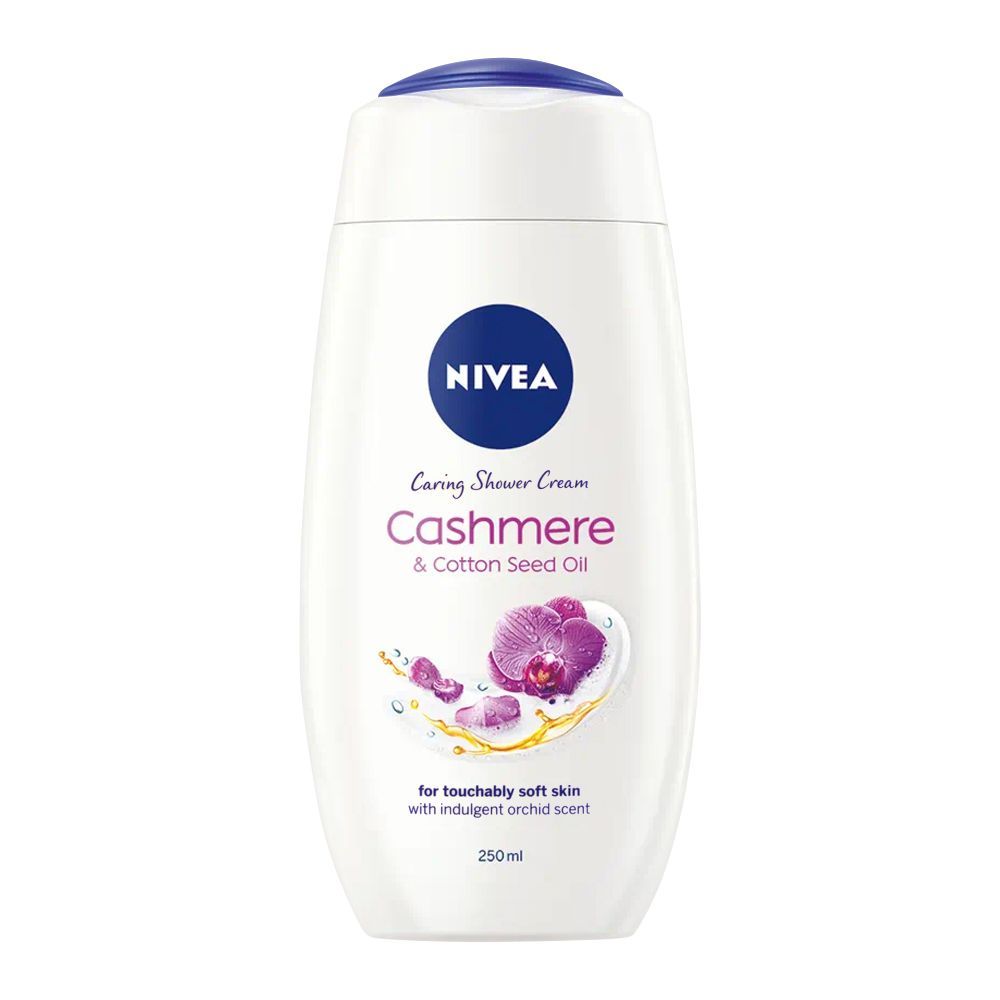 Nivea Cashmere & Cotton Seed Oil Caring Shower Cream, 250ml - Front View