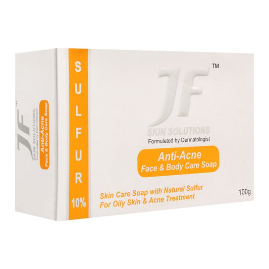 JF Skin Solutions Anti-Acne Face & Body Soap, With Sulfur, 100g - Front View