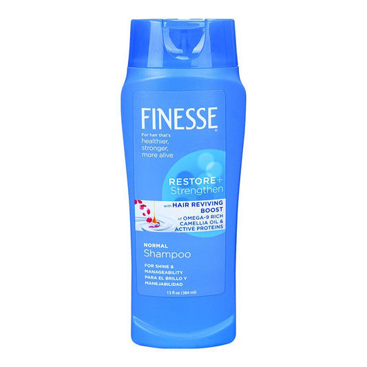 Finesse Restore + Strengthen Hair Reviving Boost Shampoo, For Healthier/Stronger Hair, 384ml - Front View