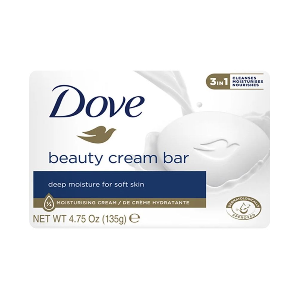 Dove Beauty Cream Bar Soap, 135g - Front View