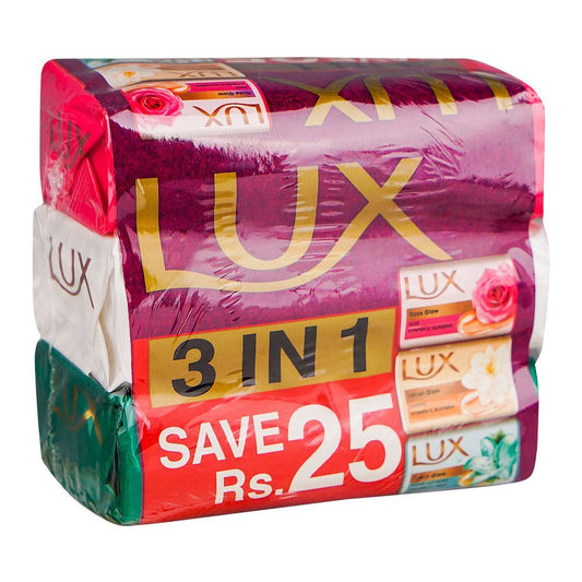 Lux 3 In 1 Multi Soap Trio Pack, 3x130g - Front View