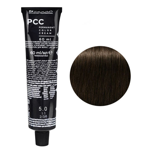 Indola PCC Natural Permanent Hair Color Cream, 60ml, 5.0 Light Brown -  Front View