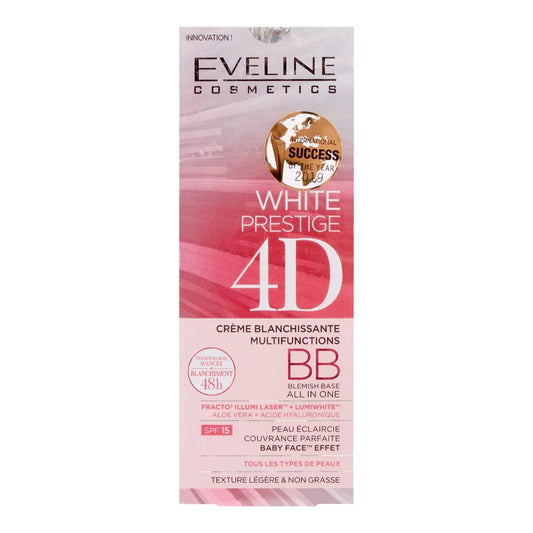 Eveline 48H All-In-One White Prestige 4D BB Whitening Multifunction Cream, SPF 15, 50ml -  Front View