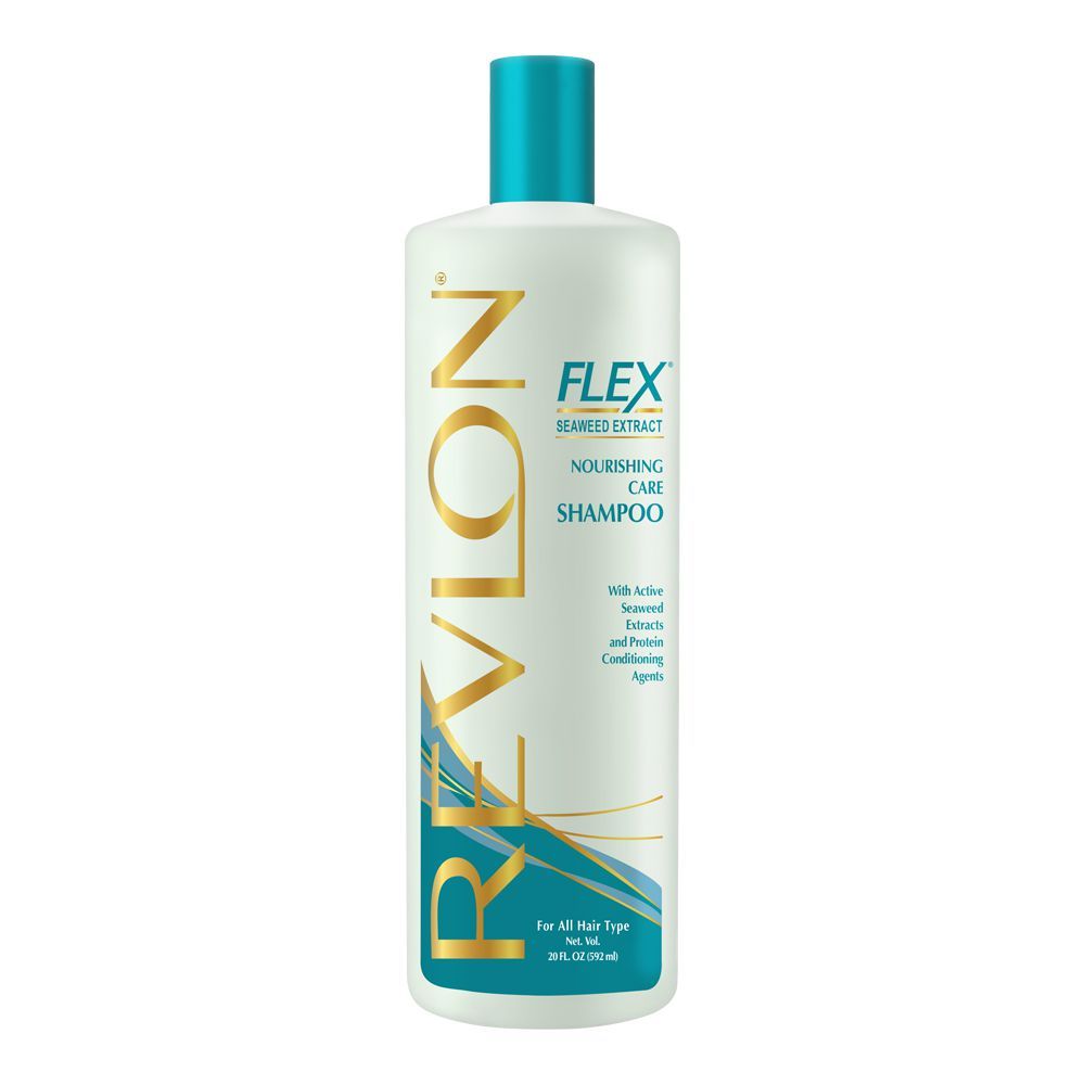 Revlon Flex Seaweed Extract Nourishing Care Shampoo With Protein Conditioning, For All Hair Types, 592ml - Front View