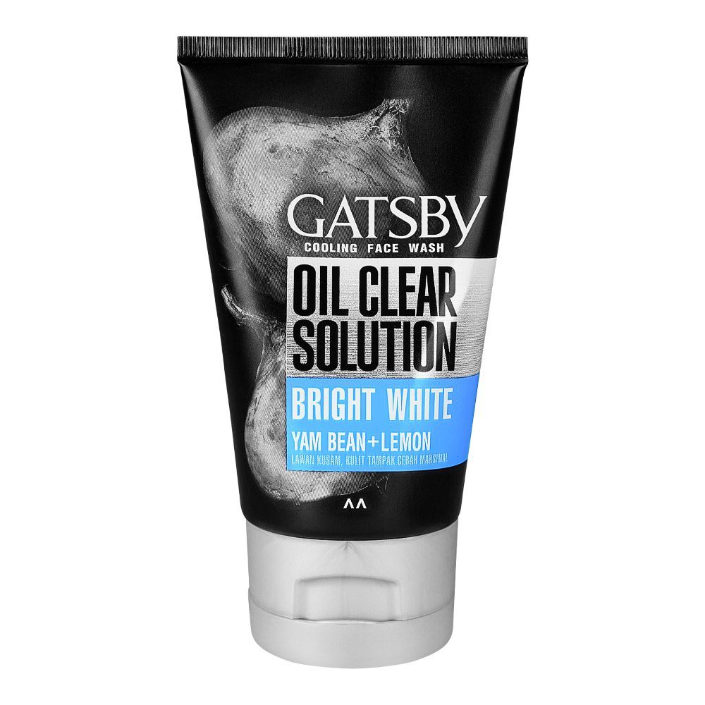 Gatsby Oil Clear Solution Bright White Yam Bean+Lemon Cooling Face Wash, Oil Control, 100g - Front View