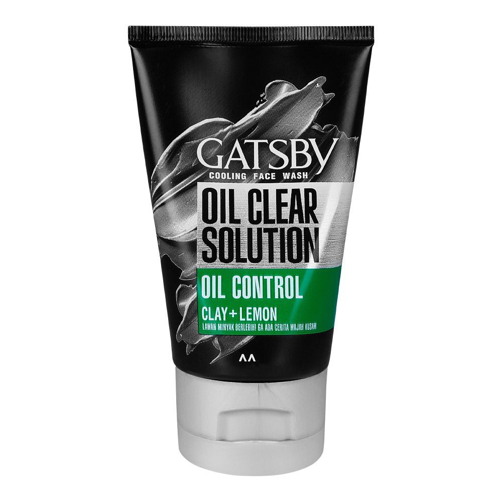 Gatsby Oil Clear Solution Oil Control Clay+Lemon Cooling Face Wash, Oil Control, 100g - Front View
