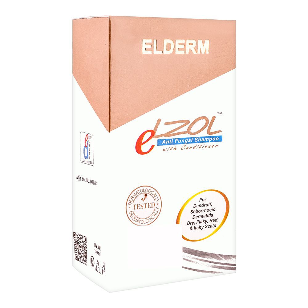 Elderm Elzol Anti Fungal Shampoo With Conditioner, For Dandruff & Other Problems, 120ml - Front View
