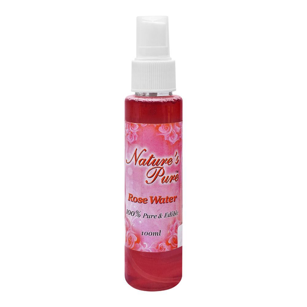 Nature's Pure Rose Water Spray, Keep Refrigerated, Reduce Acne Scars, 100ml - Front View