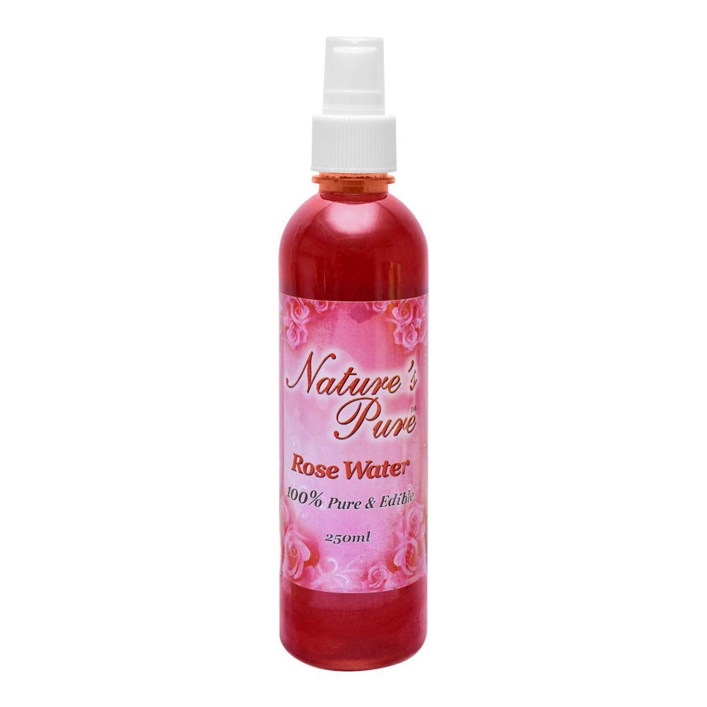 Nature's Pure Rose Water Spray, Keep Refrigerated, Reduce Acne Scars, 250ml - Front View