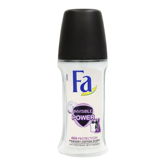 Fa 48H Protection Invisible Power Powdery Cotton Scent Roll-On Deodorant, For Women, 50ml - Front View