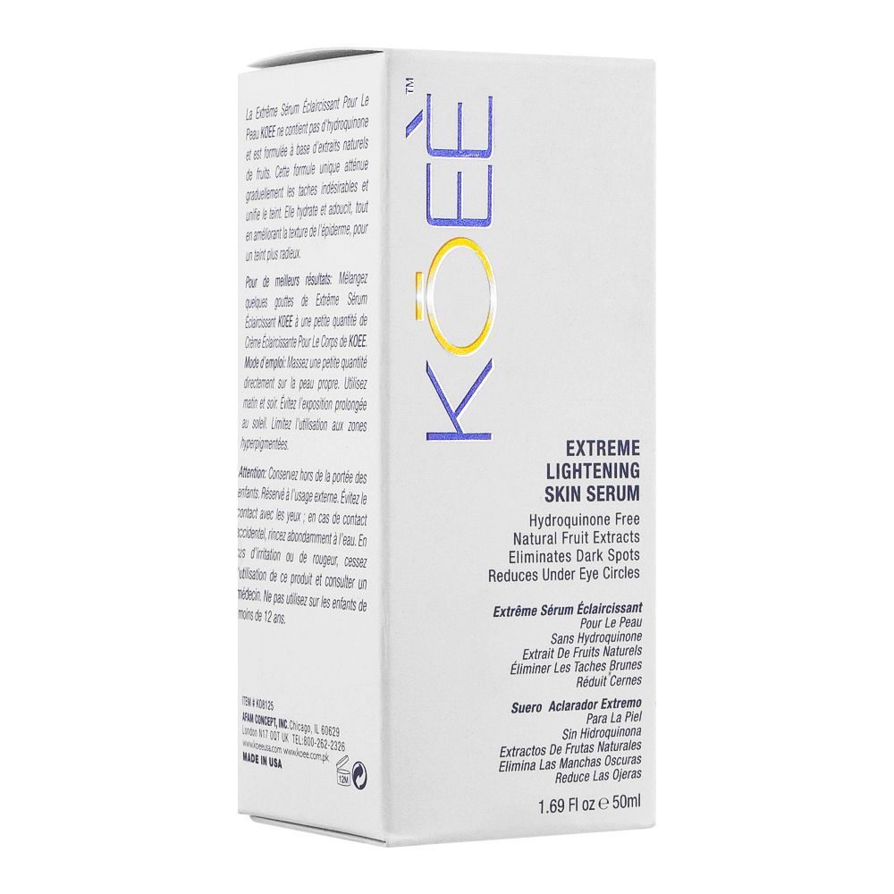 Koee Extreme Lightening Skin Serum, Eliminates Dark Spots, Reduces Under Eye Circles, 50ml - Front View