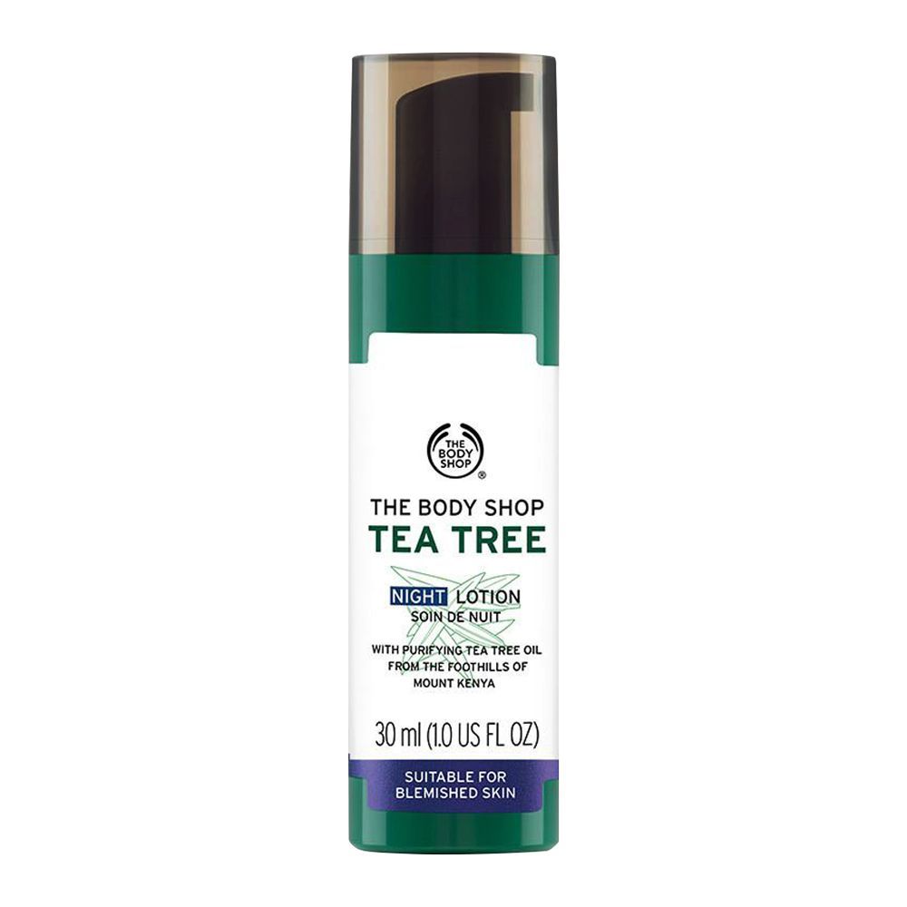 The Body Shop Tea Tree Night Lotion, Suitable for Blemished Skin, 30ml -  Front View