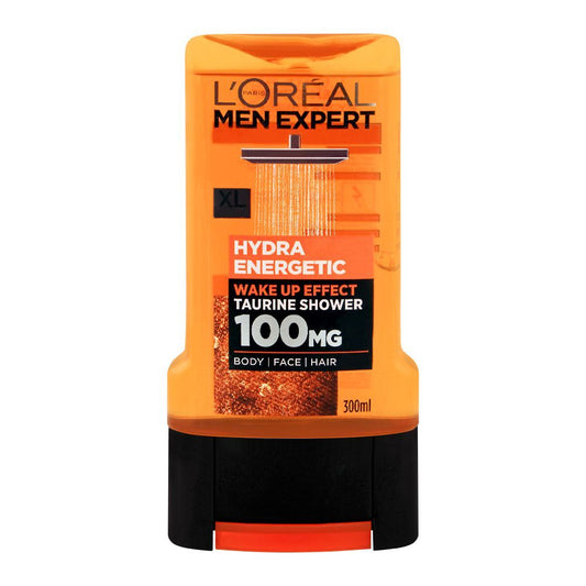 L'Oreal Paris Men Expert Hydra Energetic Body + Face + Hair Shower Gel, Wake Up Effect, 300ml - Front View