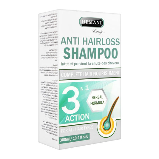 Hemani Anti Hairloss 3-In-1 Action Shampoo, For All Hair Types, 300ml - Front View
