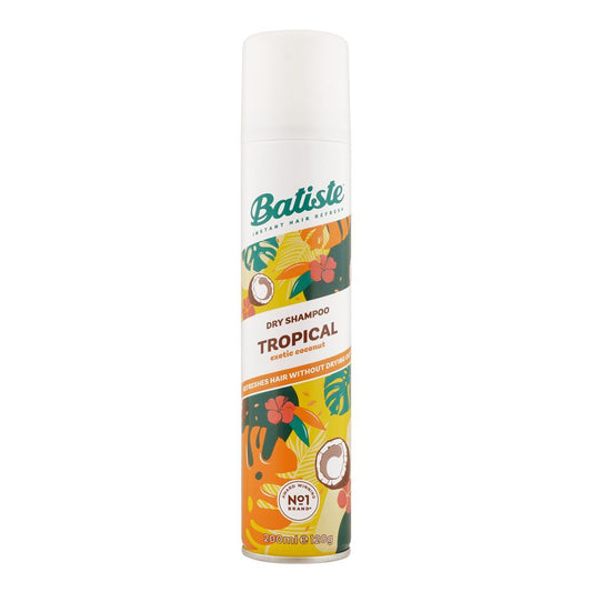 Batiste Coconut & Exotic Tropical Dry Shampoo, Refreshes Hair Without Drying Out, 200ml - Front View