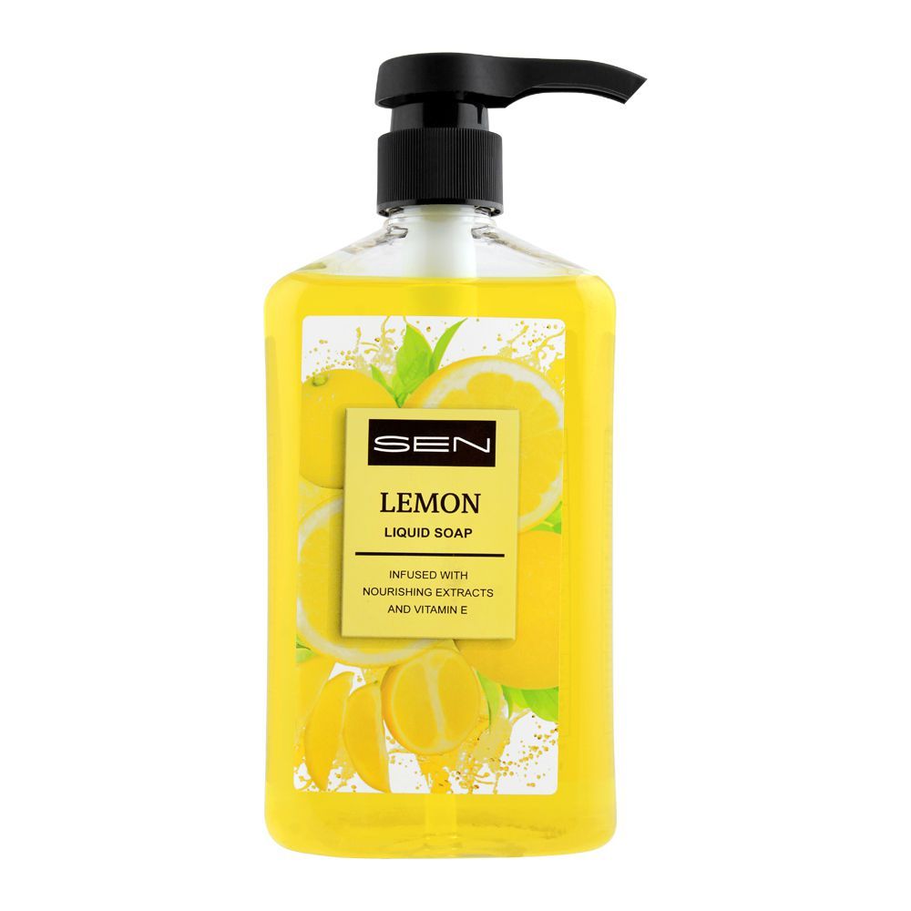 Sen Lemon Liquid Soap, With Vitamin E, 600ml - Front View