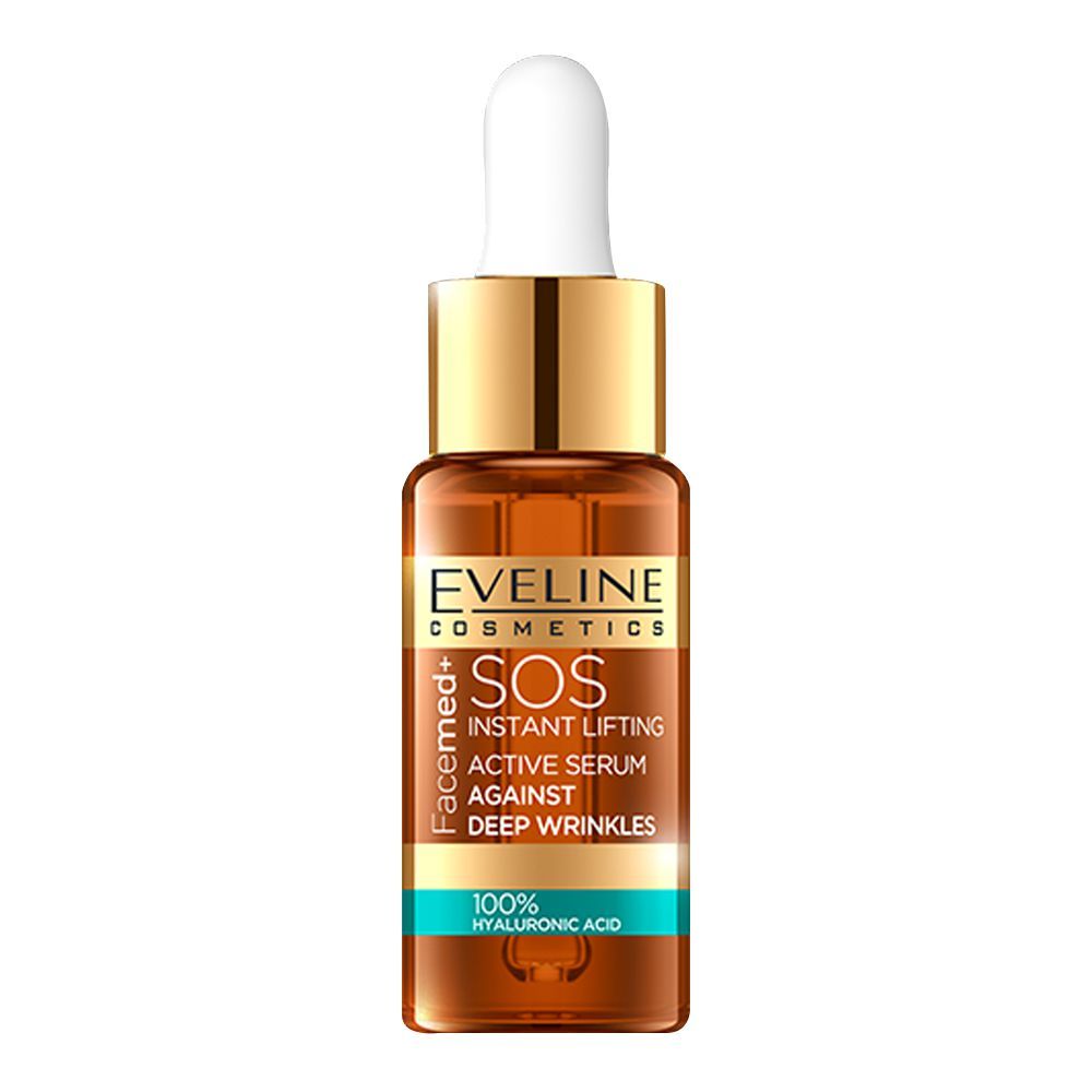 Eveline Facemed+ SOS Instant Lifting Active Serum, Against Wrinkles, 100% Hyaluronic Acid, 18ml - Front View