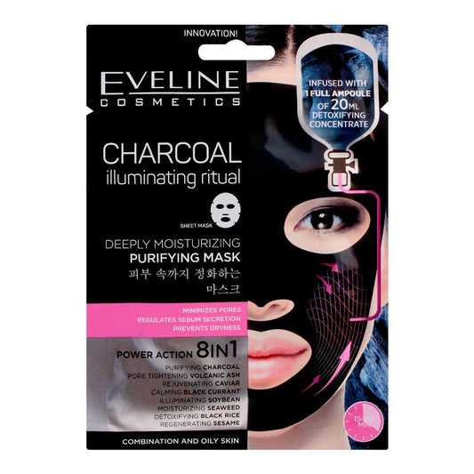 Eveline Charcoal Power Action 8-In-1 Deeply Moisturizing Purifying Mask - Front View