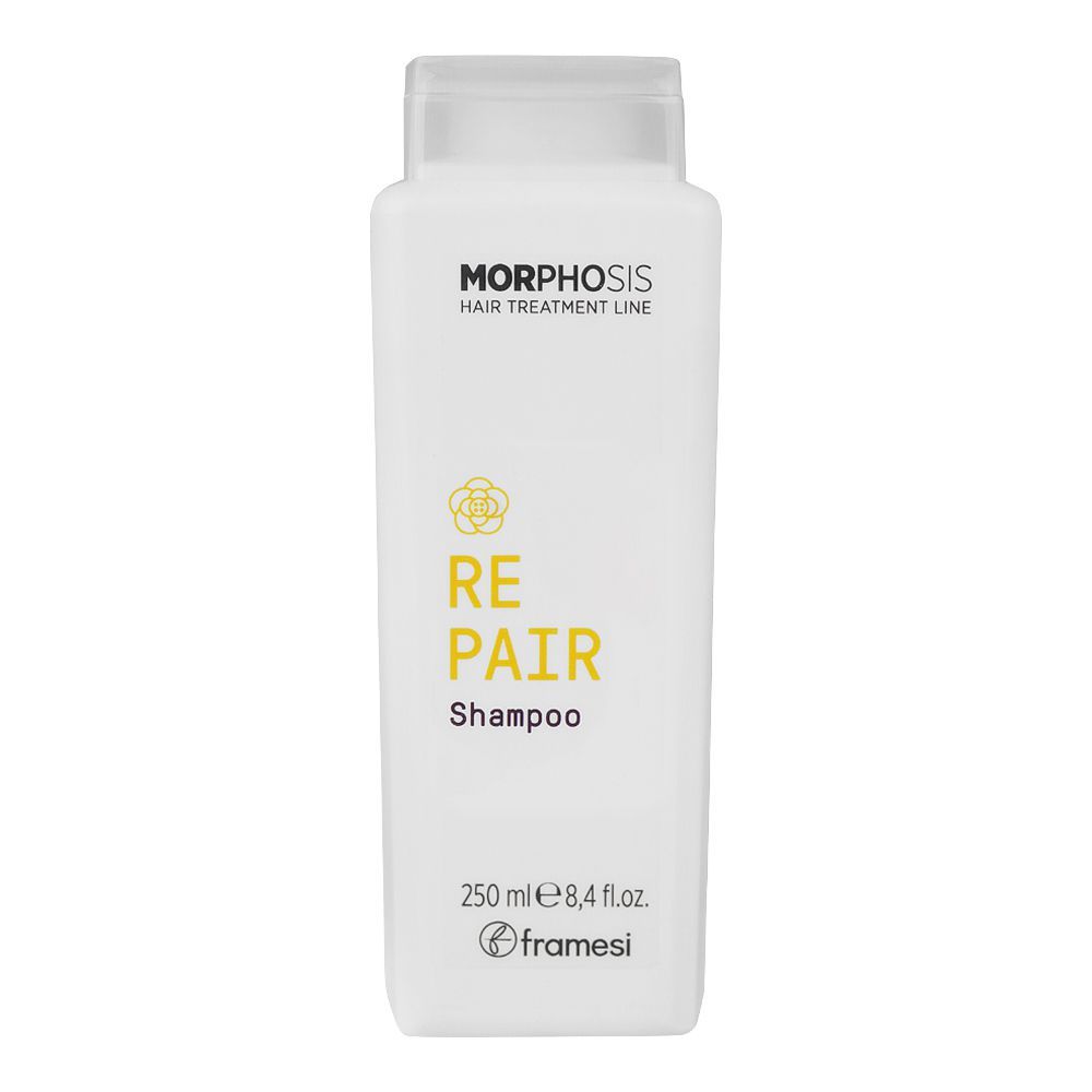 Framesi Morphosis Repair Shampoo, Moisturizes and Strengthens Hair, Color Safe, 250ml - Front View