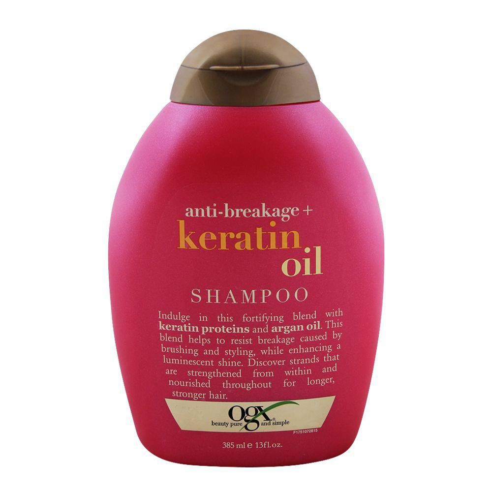 OGX Anti-Breakage + Keratin Oil Shampoo, Sulfate Free, 385ml - Front View