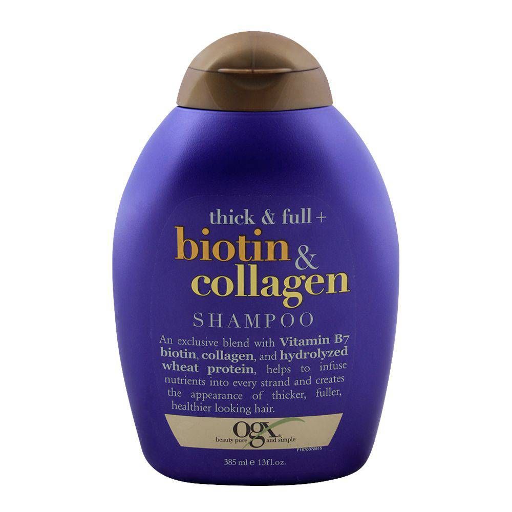 OGX Thick & Full + Biotin & Collagen Shampoo, Sulfate Free, 385ml - Front View