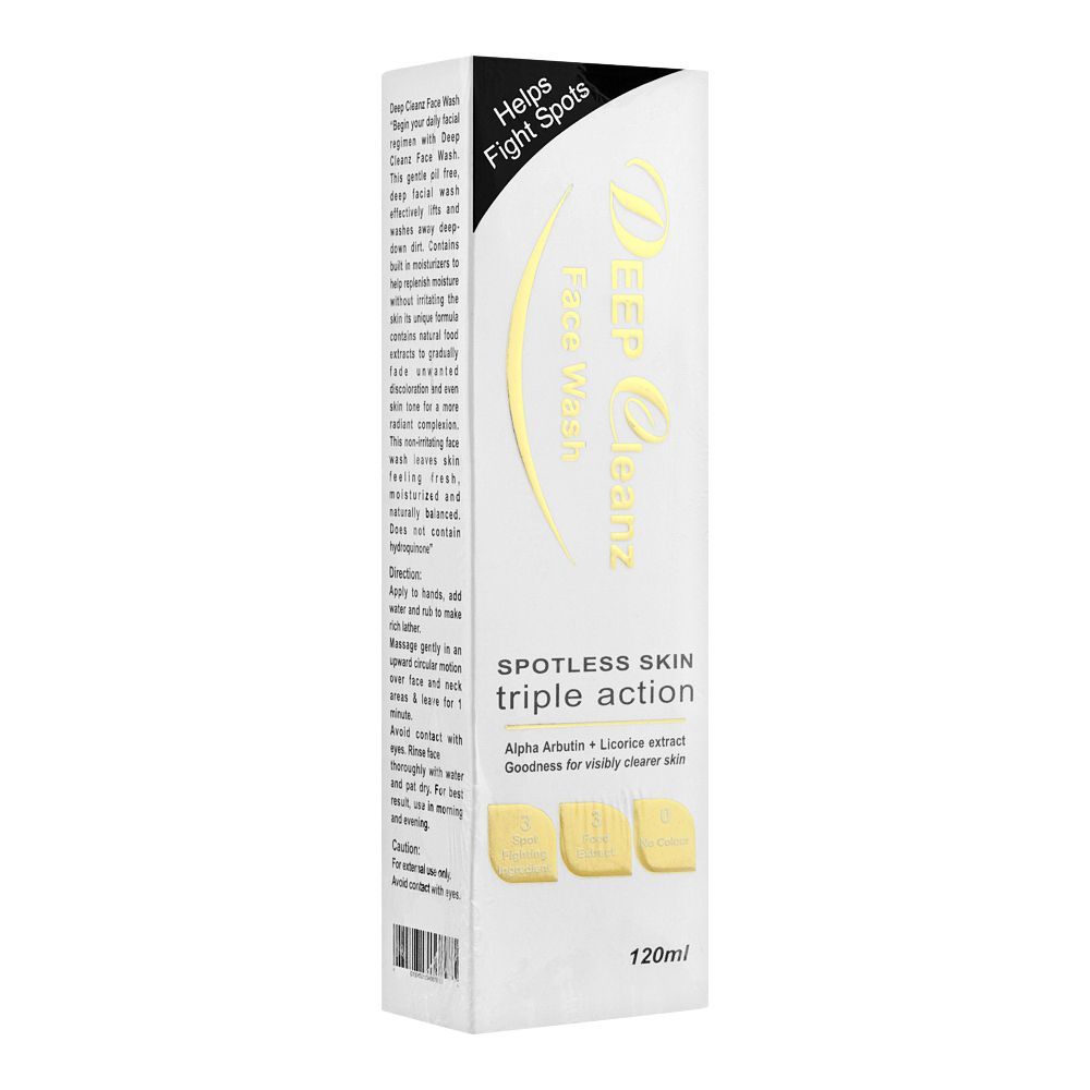 Deep Cleanz Face Wash, Spotless Skin Triple Action, 120ml - Front View