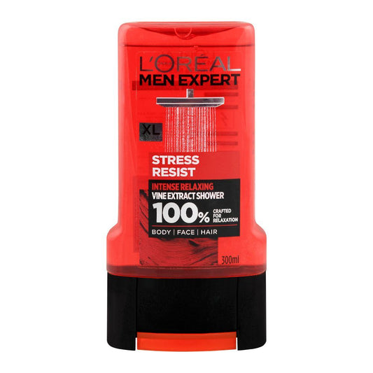 L'Oreal Paris Men Expert Stress Resist Body + Face + Hair Shower Gel, Intense Relaxing, 300ml - Front View