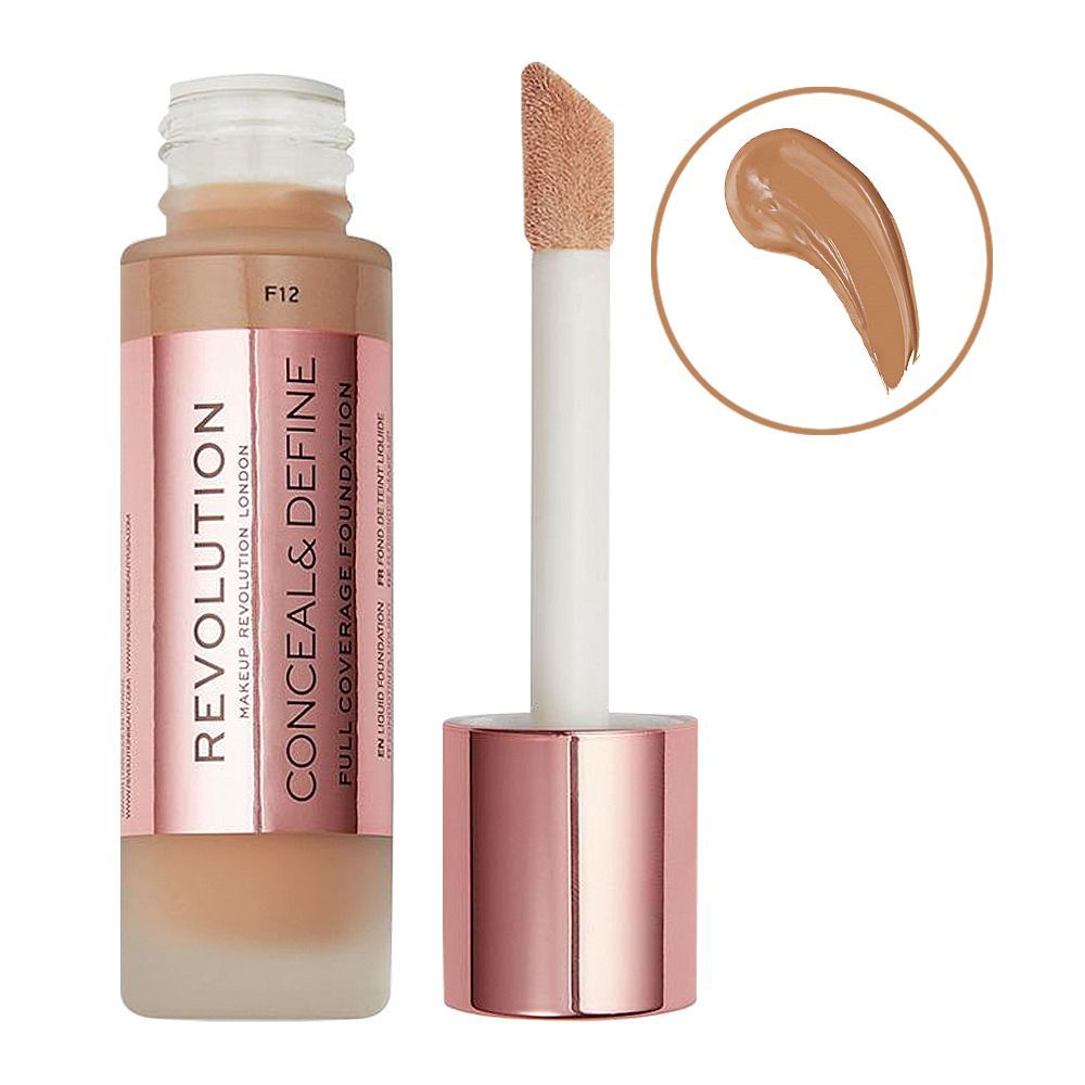 Makeup Revolution Conceal & Define Full Coverage Foundation, F12 - Front View