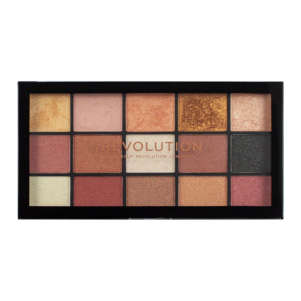 Makeup Revolution Reloaded Eyeshadow Palette, Affection, 15-Pack - Front View