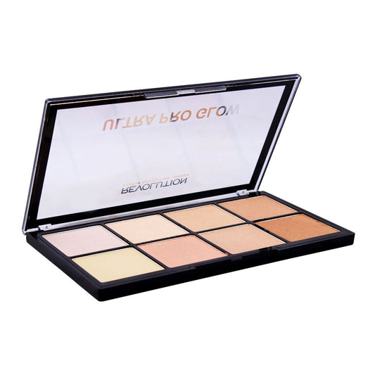 Makeup Revolution Ultra Pro Glow Highlighter Palette, 8-Pack - Front View