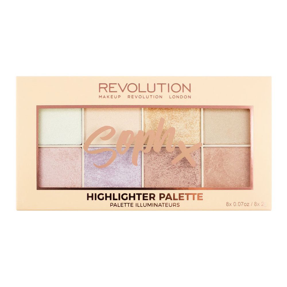 Makeup Revolution Soph X Highlighter Palette, 8-Pack - Front View
