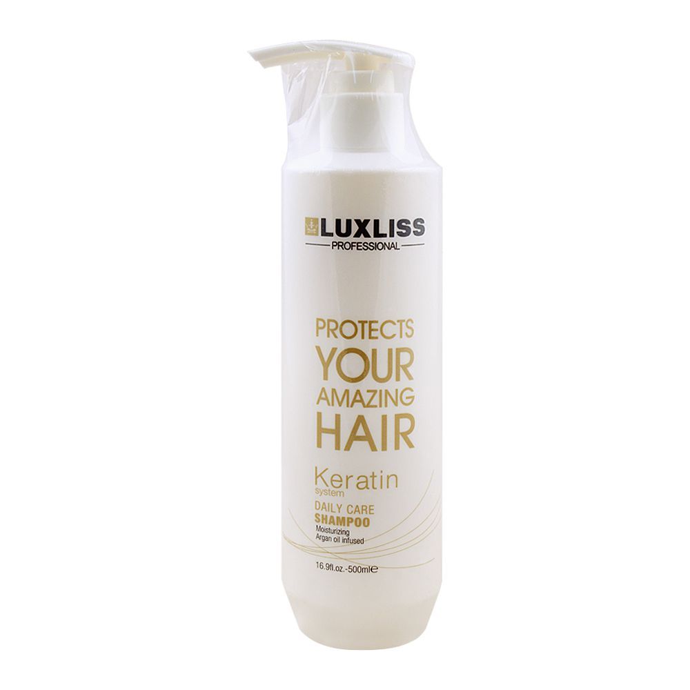 Luxliss Professional Keratin System Daily Care Shampoo, Argan Oil Infused, 500ml - Front View