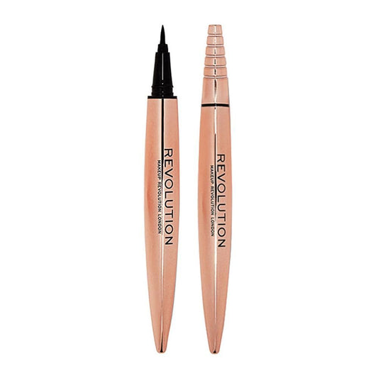 Makeup Revolution Renaissance Flick Intense Felt Eyeliner, Black, Longwear - Front View