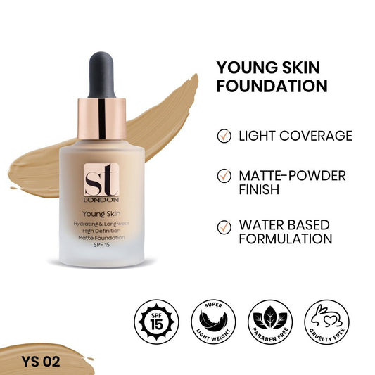ST London Youthfull Young Skin Mate Foundation, YS 02, Long Wear, Bright Satin Finish - Front View