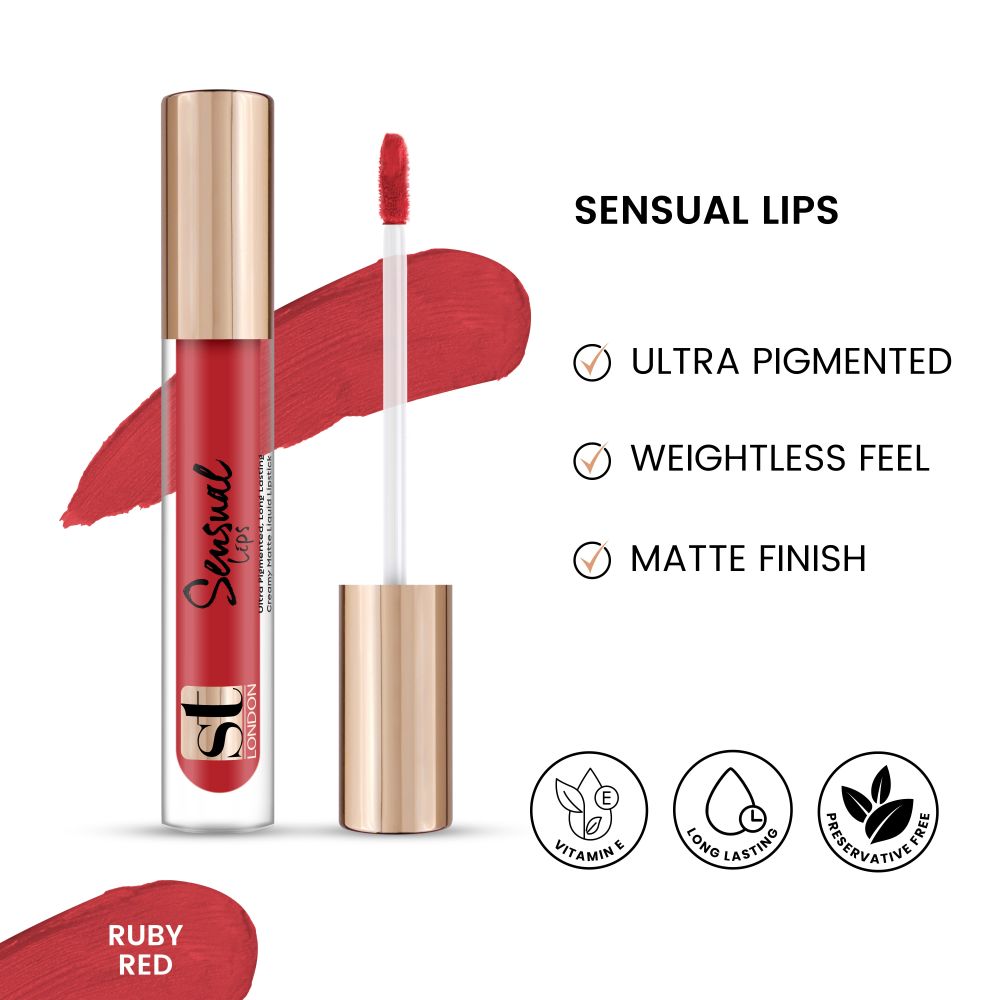 ST London Sensual Lips Lip Gloss, Ruby Red - Front View