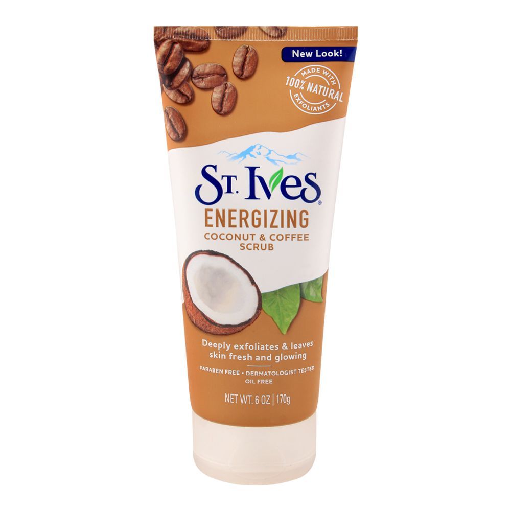 St. Ives Energizing Coconut & Coffee Scrub, Tube, Paraben & Oil Free, 170g - Front View