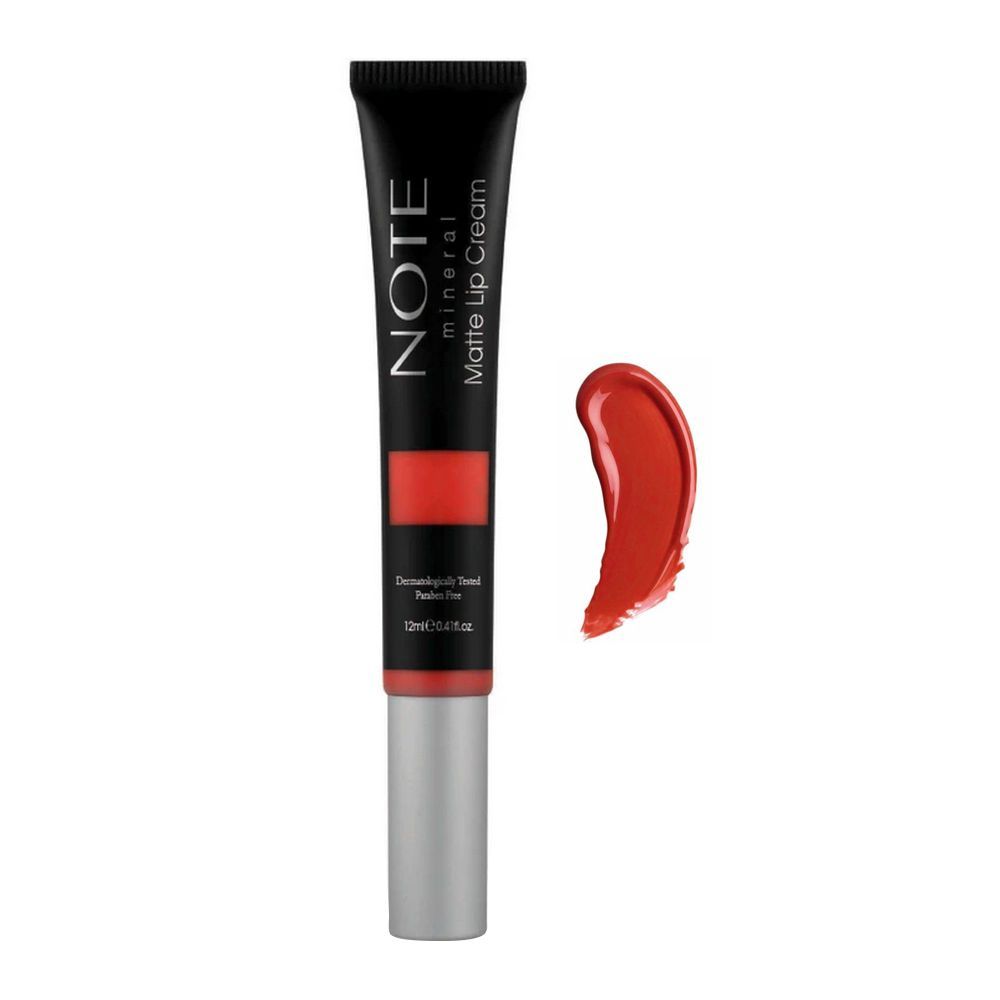 J. Note Mineral Matte Lip Cream, 06 Go Red, Paraben Free - Front View