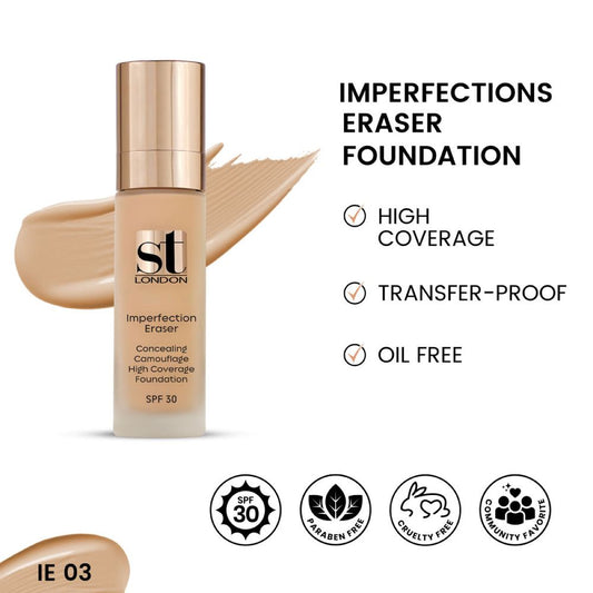 ST London Imperfection Eraser Face & Body Foundation, SPF 30, IE 03, All Skin Types - Front View