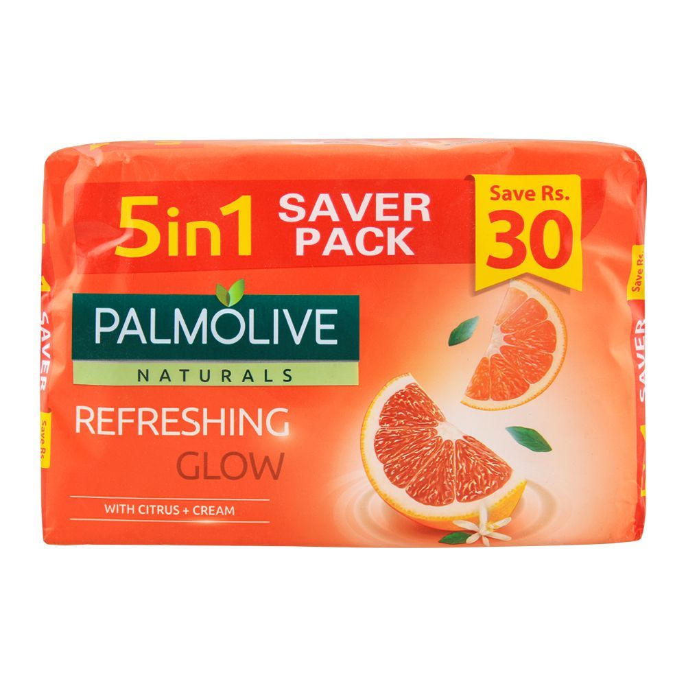 Palmolive Naturals Refreshing Glow Soap, 5-In-One Pack, 5x110g - Front View
