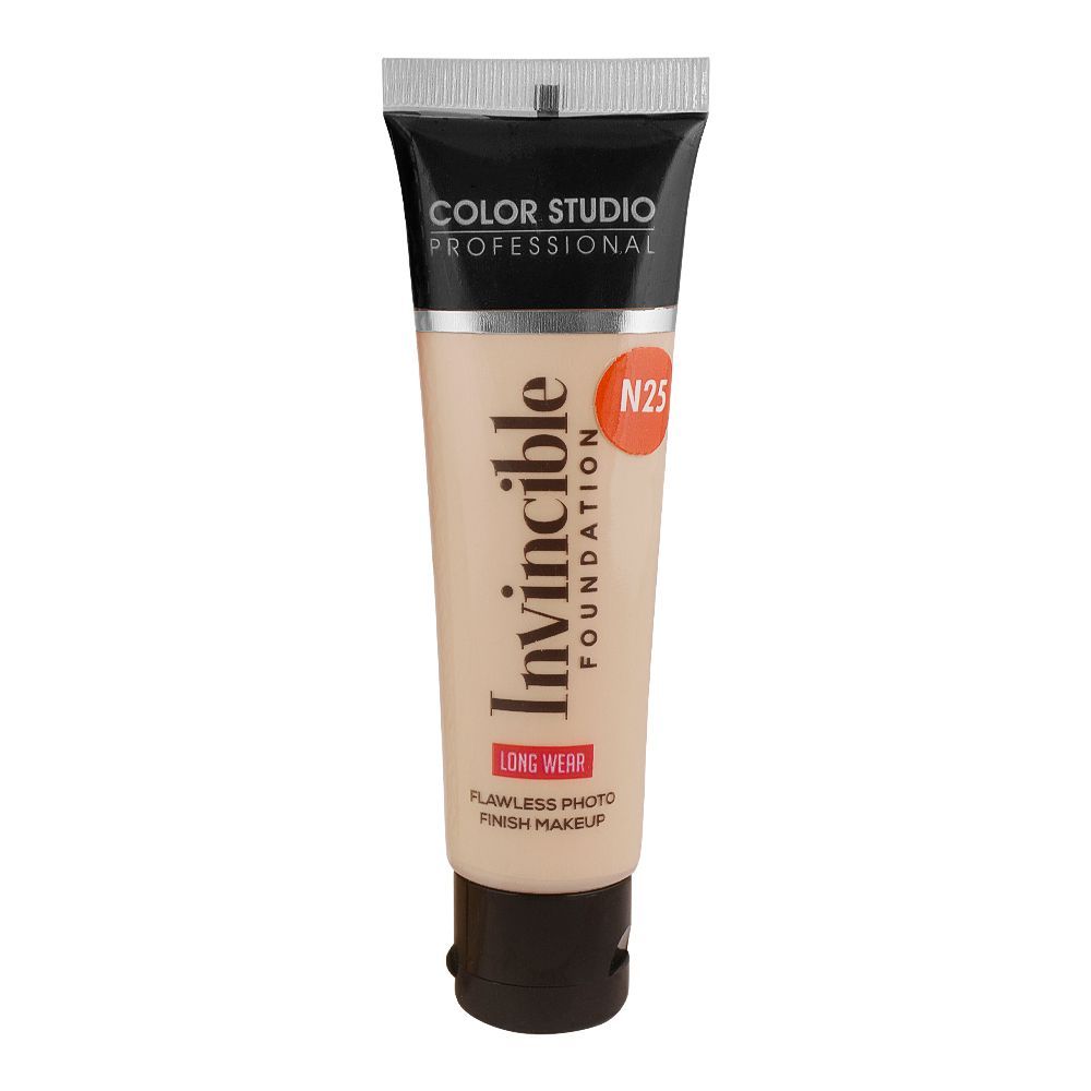 Color Studio Flawless Photo Finish Makeup Invincible Foundation, Long Wear, Water Resistant, SPF 12, 30ml, N25 True Ivory - Front View