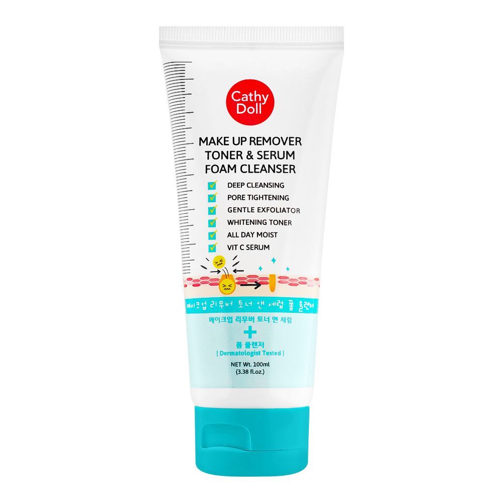Cathy Doll Makeup Remover Toner & Serum Foam Cleanser, 100ml - Front View
