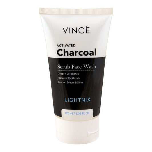 Vince Activated Charcoal Lightnix Scrub Face Wash, Paraben Free, Removes Blackheads, 120ml - Front View